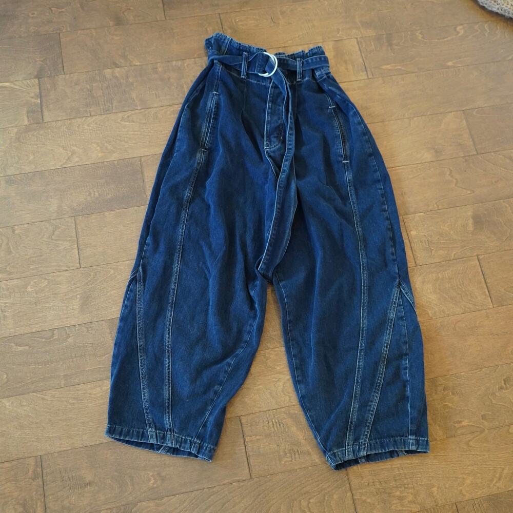 We The Free Amsterdam High-Rise Barrel Jeans Small Pull On Elastic Waist - Picture 2 of 8